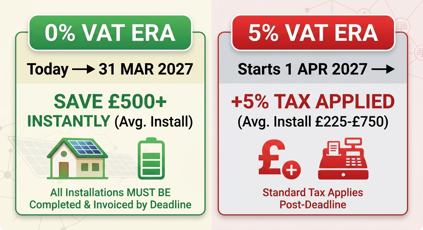 Prepare for the 5% VAT increase on renewable energy and save on installation and equipment costs.